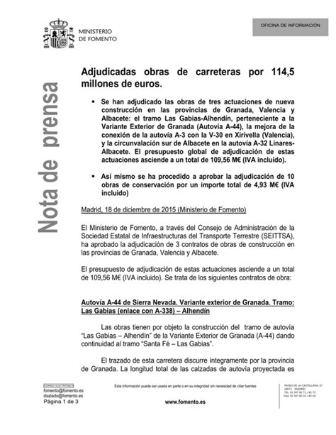 Adjudicadas Obras De Carreteras Por 114 5 Millones De Euros