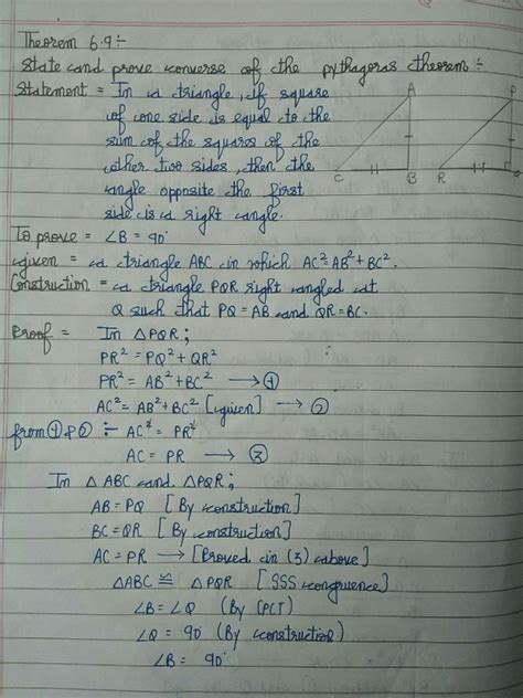 State And Prove Converse Of Pythagoras Theorem Edurev Class Question