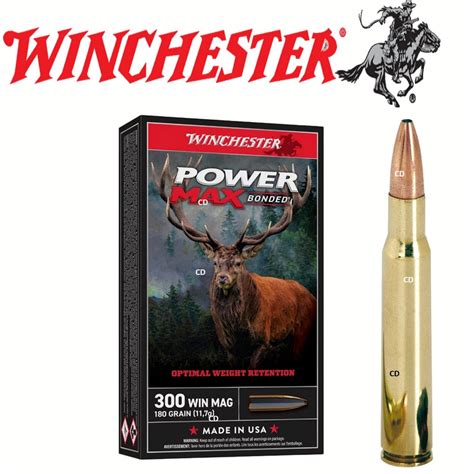 Balles Winchester Power Max Bonded 300 Win Mag 180 Grains Par 20