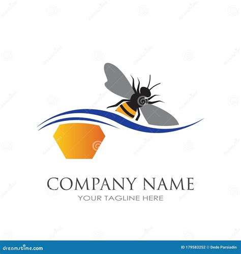 Bee And Honeycomb Logo Vector Illustration Design Template Stock