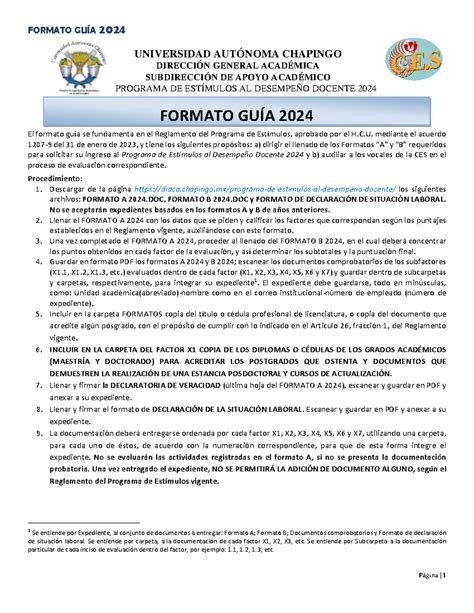 Formato Guia 2024 Es La Guía Del Examen Chapingo Universidad