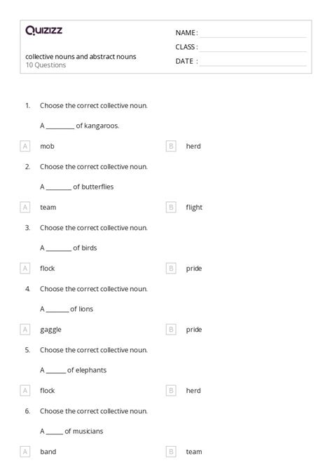 50 Abstract Nouns Worksheets For 5th Grade On Quizizz Free And Printable