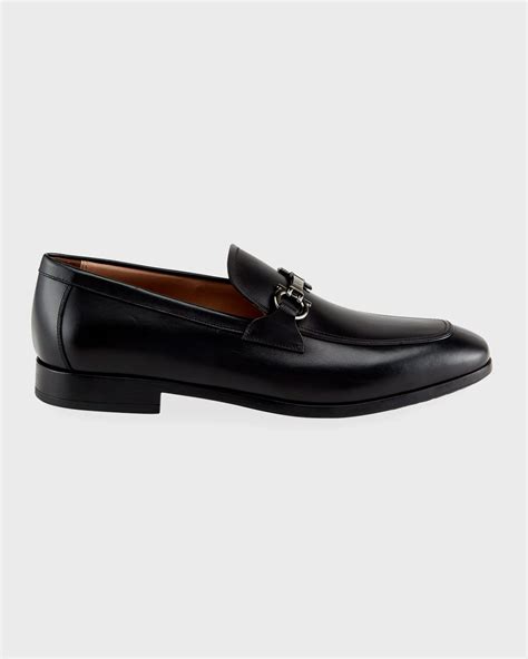 Ferragamo Men S Pebbled Leather Gancini Loafers Neiman Marcus