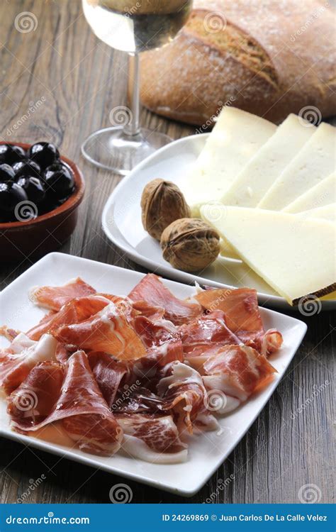 Cured Iberian Ham And Cheese Tapas Stock Image Image Of Traditional