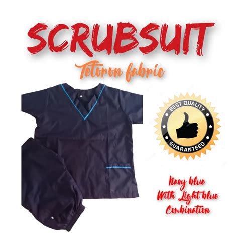 Adnscotton Scrub Suit Navy Blue Light Blue Tetoron Lazada Ph