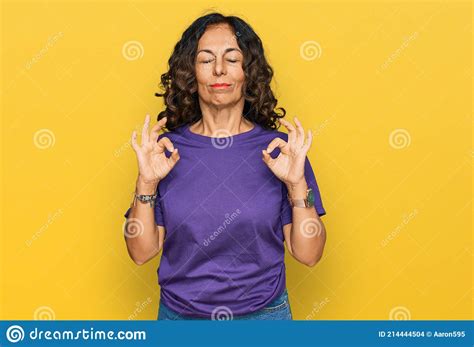 Middle Age Hispanic Woman Wearing Casual Clothes Relax And Smiling With