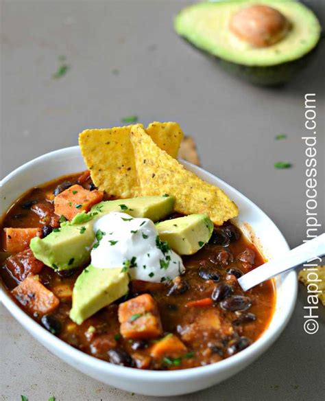 Roasted Sweet Potato And Black Bean Chili Happily Unprocessed