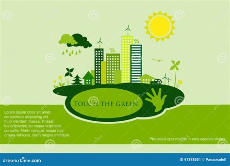 Green Eco Town Abstract Ecology Town Stock Vector Illustration Of