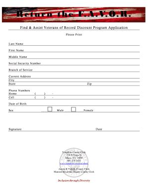 Fillable Online Tompkins Co Veteran Application Tompkins County Fax