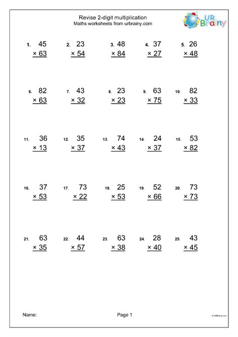 Revise 2 Digit Multiplication Multiplication By