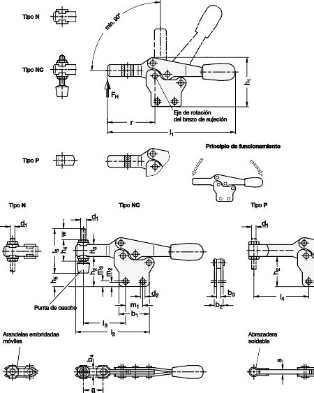 Abrazaderas De Palanca De Actuaci N Horizontal Gn Jw Winco