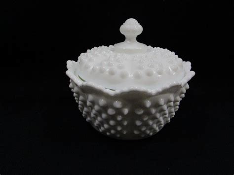 Sold Price Vintage Fenton Hobnail Milk Glass Lidded Candy Dish September 1 0119 6 00 Pm Edt