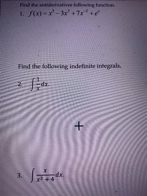 Solved Find The Antiderivatives Following Function Chegg