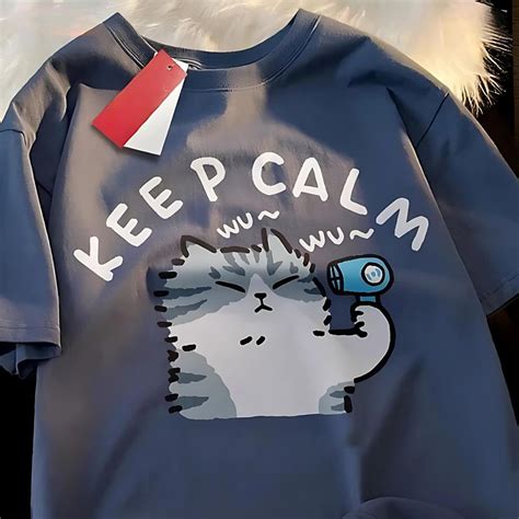 The Keep Calm Cat Summer T Shirt With Cute Cat Meowgicians™