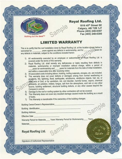 Roofing Warranty Certificate Template Artofit