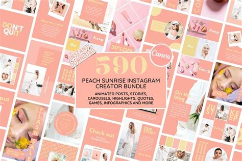 Instagram Template Bundle Peach Sunrise Social Media Branding Kit