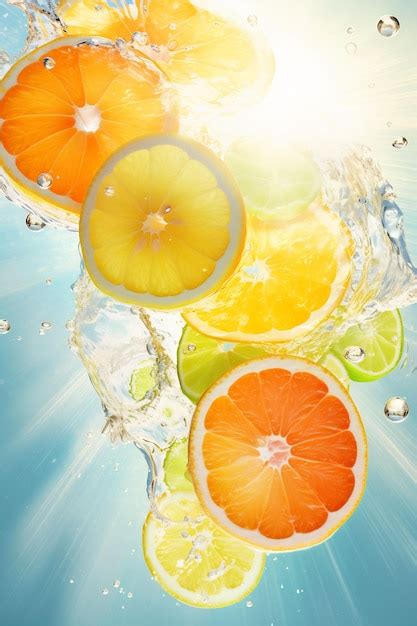 A Water Splash With Oranges And Lemons Premium Ai Generated Image