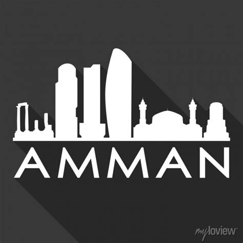 Amman Flat Icon Skyline Silhouette Design City Vector Art Famous Wall