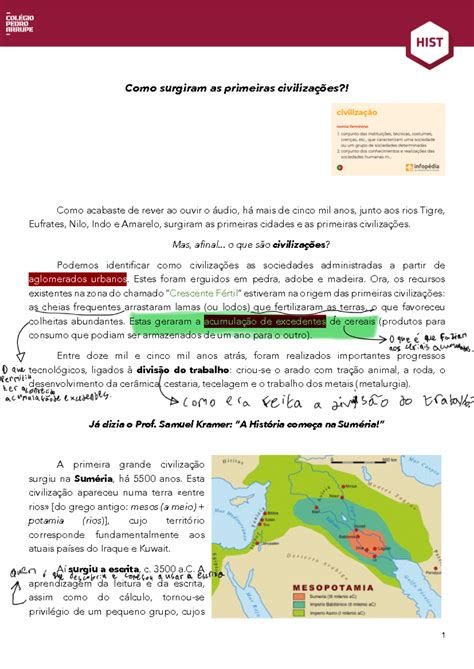 Como Surgiram As Primeiras Civilizações - Primeiras civilizacoes Tarefa 1 - Como surgiram as primeiras ...