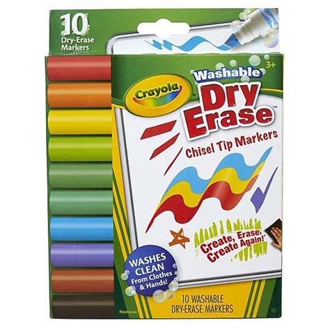 Crayola 10 Count Washable Dry Erase Chisel Tip Markers| Radar Toys