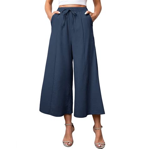 Qcmgmg Linen Pants For Women Women Linen Pants Palazzo Wide Leg