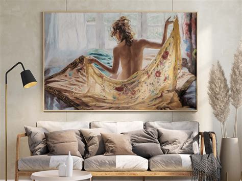 Naked Woman Sitting Bed Vintage Naked Woman Portrait Antique Etsy