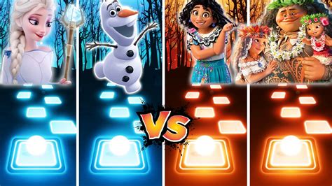 Frozen Elsa Olaf Vs Encanto Mirabel Moana Maui Tiles Hop Edm