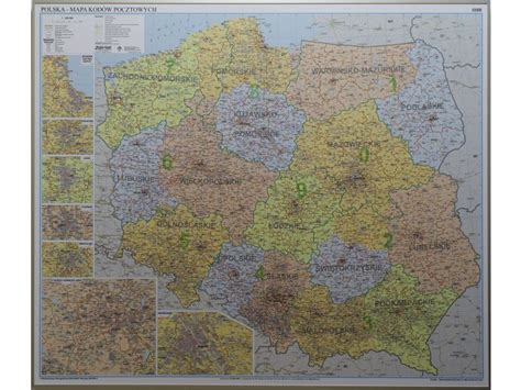 Polska Mapa Cienna Kody Pocztowe Do Wpinania Oficjalne