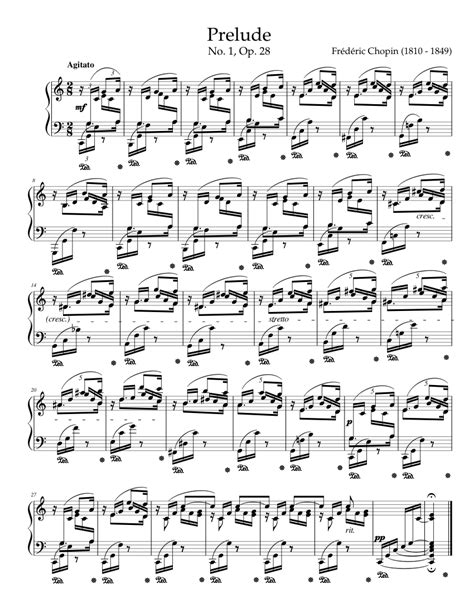 Prelude No 1 In C Major Op 28 Frederic Chopin Sheet Music For