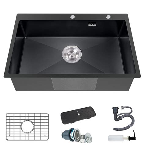 Black Kitchen Sink Stainless Steel Topmount Bar Sink X X Inch