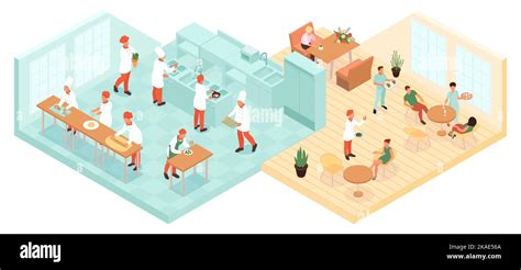 Cooking Isometric Concept With Restaurant Cuisine Symbols Vector