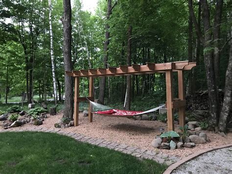 Diy Pergolahammock Stand Built Out Of Cedar Tone Treated Lumbar Legs