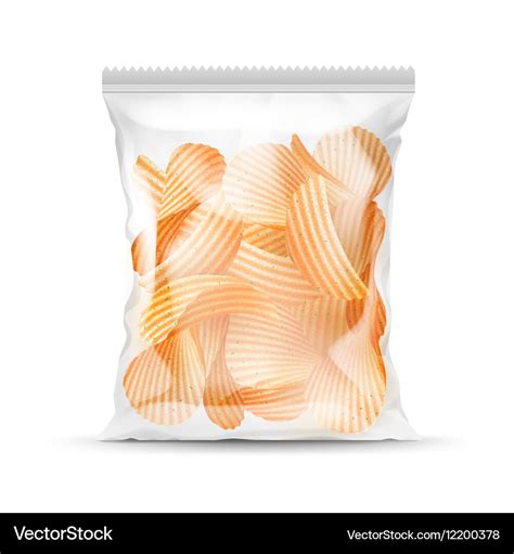 Sealed transparent plastic bag potato chips Vector Image