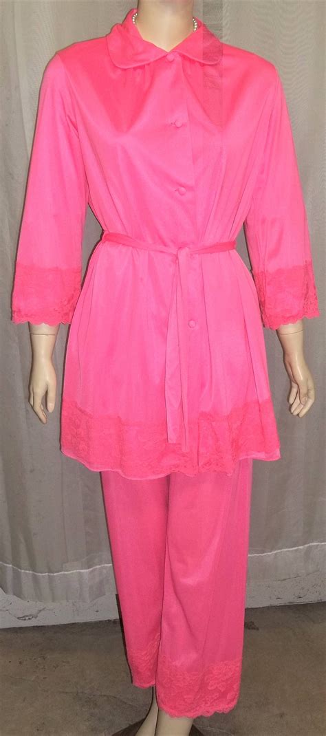 Vintage S Dayglo Neon Hot Pink Henson Kickernick Pajama Lounge Set Pj S Size Piece Etsy