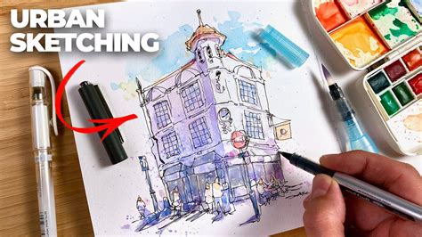 Urban Sketching Loose Ink Watercolor Tutorial Easy Step By Step