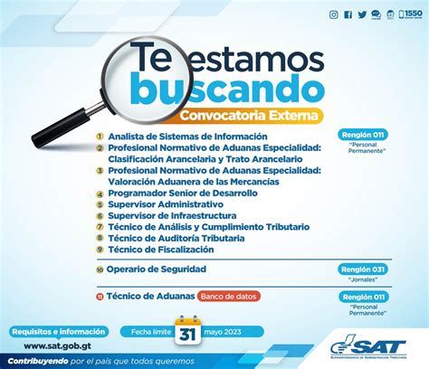 SAT Guatemala on Twitter Te gustaría trabajar en SAT Estaremos