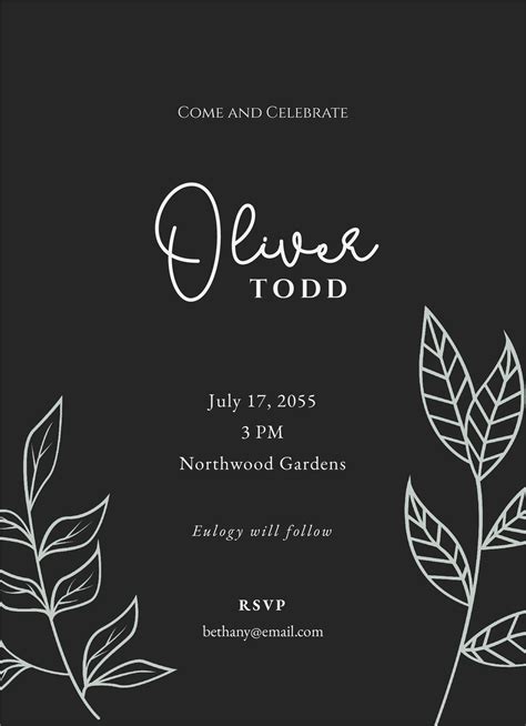 Editable Celebration of Life Invitation Templates in Adobe Illustrator to Download