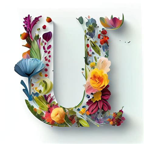 Premium Photo Vibrant Papercut Floral Alphabet Decorative Upper Case