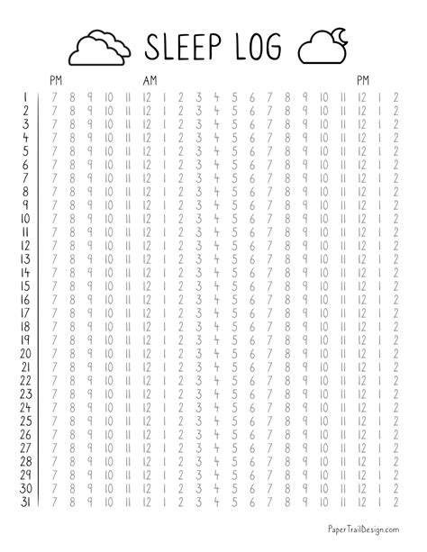Sleep Tracker Printable Milofishing