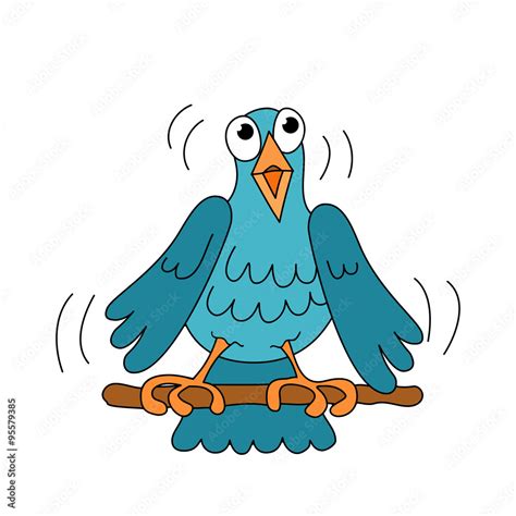 Singing little funny bird Stock Vector | Adobe Stock