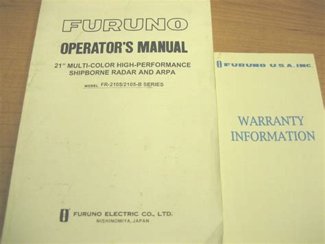 Furuno FR-2105/ 2105-B OPERATOR'S MANUAL 21" Shipborne Radar and ARPA - Max Marine Electronics