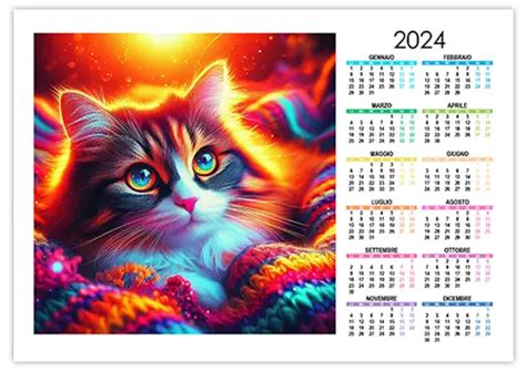 Calendario 2024 Con Gatto Da Stampare Calendari Da Stampare