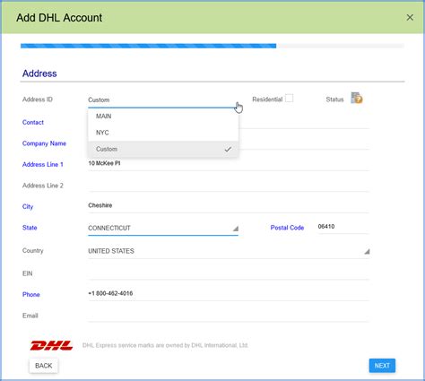 Set Up A Dhl Account Aptean Ship