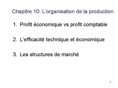 Chapitre 10 Lorganisation De La Production 1 Chapitre