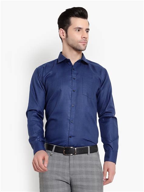 Plain Men Navy Blue Polyester Formal Shirt Full Sleeves At Rs 175 In