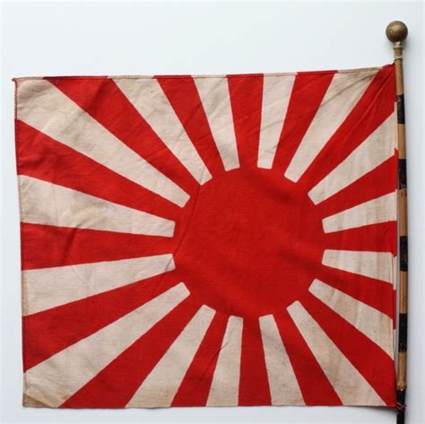 Rare Lot 2 Wwii Japanese Hinomaru Rising Sun Flags Original Bamboo Pole