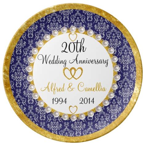 Personalized 20th Anniversary Porcelain Plate | Zazzle.com