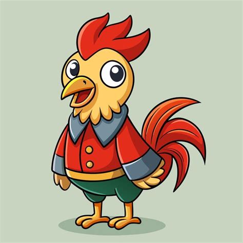 Adorable Gallo En Una Elegante Chaqueta Roja Ilustraci N Vectorial De