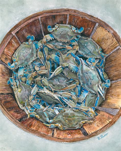 Bushel Of Blue Crabs Signed Art Print Of Original Chesapeake Etsy