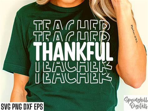 Thankful Teacher Svg Thanksgiving T Shirt Teacher Quote Etsy